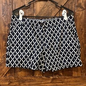 Crown & Ivy Women's Shorts Size 6 Navy Blue White Geometric Print Casual EUC‎